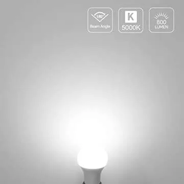 LE LED Light Bulbs 60 Watt Equivalent, 9W 800 Lumens Non-Dimmable, Daylight White 5000K, A19 E26 Standard Medium Base, 10000 Hour Lifetime 5 Count (Pack of 1)