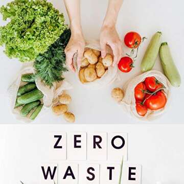 Reusable Produce Bags, Organic Cotton Mesh Bags Muslin Bags with Drawstring Bonus Reusable Grocery Bag for Shopping & Storage, Washable, Biodegradable, Tare Weight on Color Tag(8 Pack)