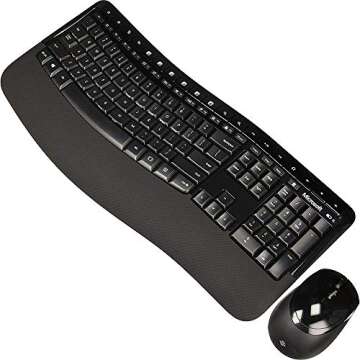 Microsoft Wireless Comfort Desktop 5050 - Ergonomic Keyboard and Mouse Combo with Custom Shortcuts a...