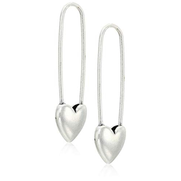 Lucky Brand Heart Safety Pin Earrings in Silver