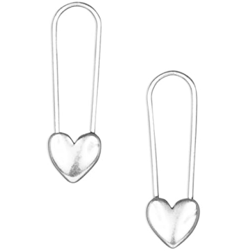 Lucky Brand Heart Safety Pin Earrings in Silver