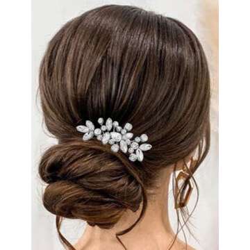 Catery Crystal Wedding Hair Comb Rhinestone Bridal Hairpieces Bridesmaid Clips Accessories for Bride...