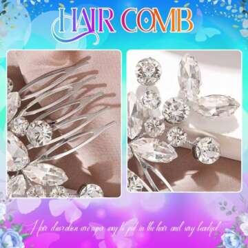 Catery Crystal Wedding Hair Comb Rhinestone Bridal Hairpieces Bridesmaid Clips Accessories for Brides and Women (A Silver)
