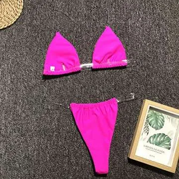 Xhonp Sexy Halter Micro Swimsuit - Hot Pink Bikini Set