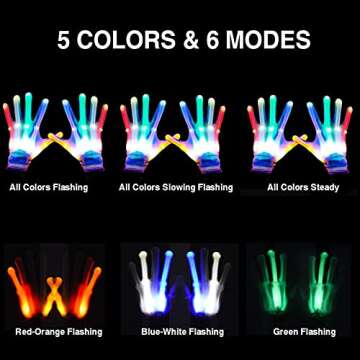 GLEDLOVES LED Finger Gloves,Finger Light Gloves,LED Gloves for Kids and Teen Gifts,The Toys for 3-8 ...