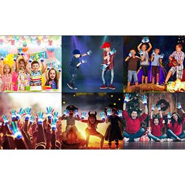 GLEDLOVES LED Finger Gloves,Finger Light Gloves,LED Gloves for Kids and Teen Gifts,The Toys for 3-8 Year Old Boys Girls,Light Up Gloves Have 5Color/6Mode,in Party Outdoor/Indoor Games(1 Pair/S)…