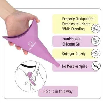 Slick Female Urination Device - Purple, Portable, Easy-to-Use Urinal Funnel for Women on the Go