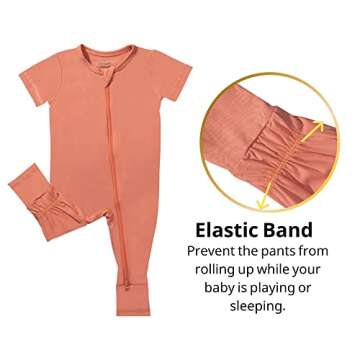 GUISBY Rayon made from bamboo Baby Footless Pajamas, Short Sleeve with Zipper Rompers Sleeper Orange...