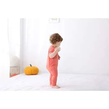 GUISBY Rayon made from bamboo Baby Footless Pajamas, Short Sleeve with Zipper Rompers Sleeper Orange 3-6 Months