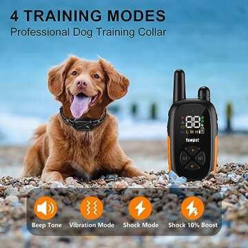 Dog Shock Collar - Electric Dog Training Collar with Remote, Rechargeable E-Collar with 4 Training M...