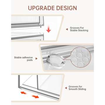 Makeup Organizer, Stackable Acrylic Drawer Organizers for Vanity, Bathroom, Countertop, Undersink, Desk & Pantry Cabinet, Clear Plastic Storage Bins for Skincare & Medicine, Cosmetic Display Case