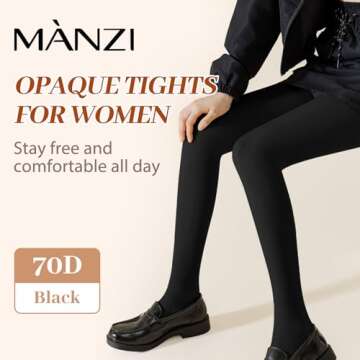 MANZI Women's 3 Pairs Opaque Control-Top Tights 70 Denier