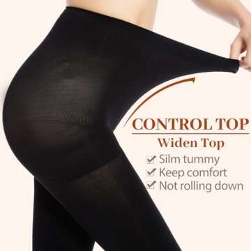 MANZI Women's 3 Pairs Opaque Control-Top Tights 70 Denier