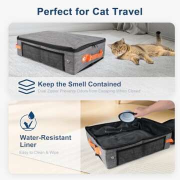 17.7 * 13.5 * 13.75" Travel Litter Box for Cats, Collapsible Cat Litter Box with Lid, Portable Cat Box with Zipper & Hard Bottom, Leak-Proof Kitty Litter Pan for Car Hotel Airplane, Water-Resistant