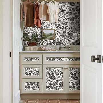 JiffDiff Vintage Floral Wallpaper Peel and Stick Roll 15.75in X 118in