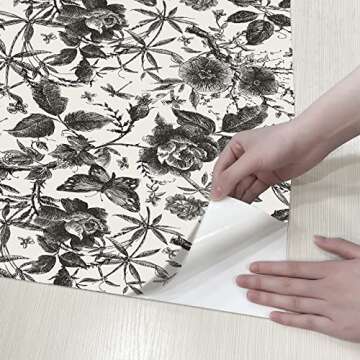 JiffDiff Vintage Floral Wallpaper Peel and Stick Roll 15.75in X 118in