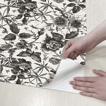 JiffDiff Vintage Floral Wallpaper Peel and Stick Roll 15.75in X 118in