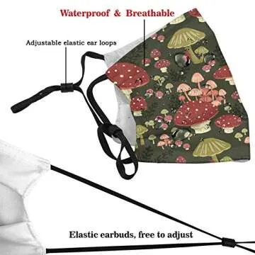 Mushrooms Face Mask Mouth Cover, Reusable Neck Gaiter Washable Bandana Balaclava, for Unisex Sports Outdoor