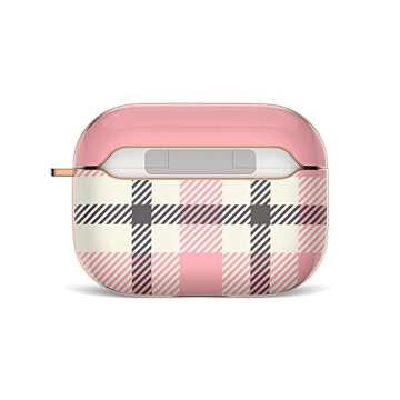 POCKT Compatible with AirPods Pro Case Cover with Keychain Hard Shell Case | Pink Plaid