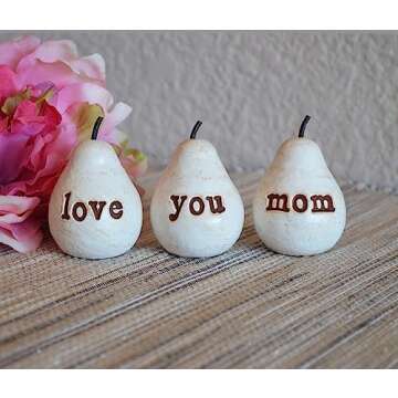 Gift for Mom, White Love You Mom Pears, Birthday Mother's Day gift, Perfect Present for Mothers of all ages