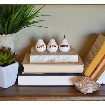 Gift for Mom, White Love You Mom Pears, Birthday Mother's Day gift, Perfect Present for Mothers of all ages