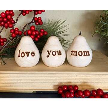 Gift for Mom, White Love You Mom Pears, Birthday Mother's Day gift, Perfect Present for Mothers of all ages