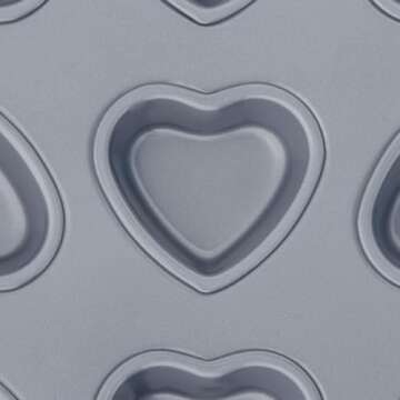 Fox Run Mini Heart Muffin Pan, 12-Cup, Preferred Non-Stick, Gray