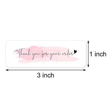 1inch x 3inch Thank You for Your Order Stickers, Pink Decorative Sealing Stickers for Delivery, Deco...