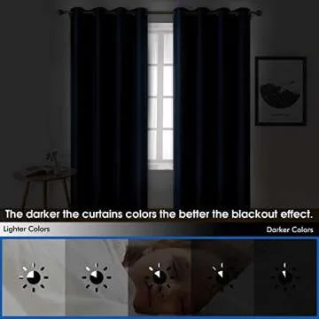 HOMEIDEAS 2 Panels Navy Blue Faux Silk Blackout Curtains, 52 X 108 Inch Room Darkening Satin Thermal Insulated Window Drapes for Bedroom, Indoor, Nursery