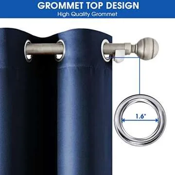 HOMEIDEAS 2 Panels Navy Blue Faux Silk Blackout Curtains, 52 X 108 Inch Room Darkening Satin Thermal Insulated Window Drapes for Bedroom, Indoor, Nursery