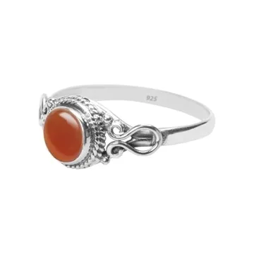 Handmade Carnelian Stone Ring in Sterling Silver