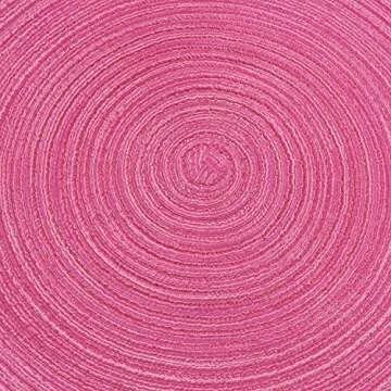 SHACOS Round Braided Placemats Set of 6 Cotton Round Place Mats 15 inch Washable Table Mats for Holiday Party (Hot Pink, 6)