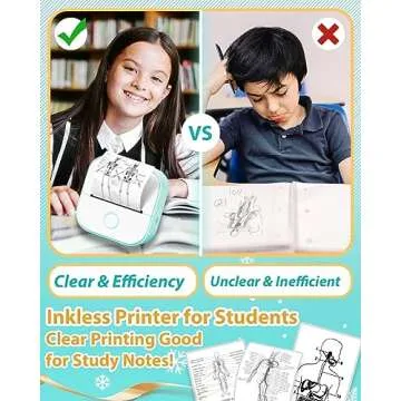 Phomemo Print Pods Mini Printer- T02 Sticker Printer Inkless Printer Sticker Maker, Bluetooth Thermal Pocket Printer for Study Notes, Stickers, Photos, DIY Printing, with 3 Rolls Paper, Green