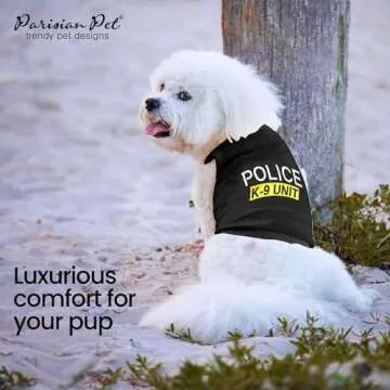 Parisian Pet Unisex Dog T-Shirt with Embroidered 'Police k-9 Unit' Dog Clothes - 100% Cotton, Dog Costume - Breathable Police Dog Vest - Machine Washable Dog Shirts for Small Dogs, S