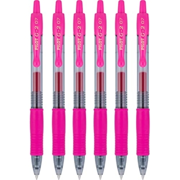 PILOT G2 Premium Refillable & Retractable Rolling Ball Gel Pens, 0.7mm Fine Point, Pink, 6-Pack