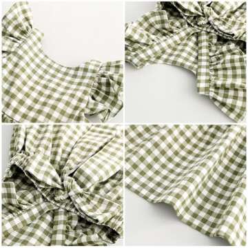 AGQT Toddler Girls Plaid Dress - Olive Gingham Style