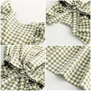 AGQT Toddler Girls Plaid Dress - Olive Gingham Style