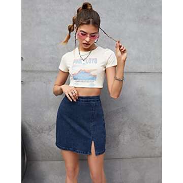 Luvamia Denim Mini Skirt - High Waisted, Stretchy, Stylish for Any Event