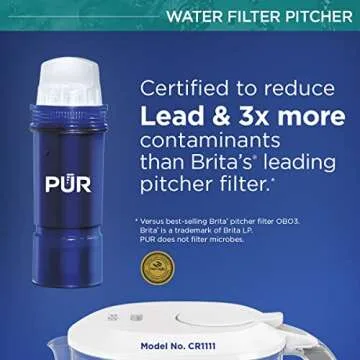 PUR Plus 11 Cup Water Filter Pitcher for Fresh Hydration