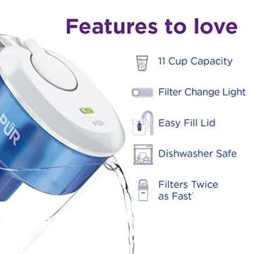 PUR Plus 11 Cup Water Filter Pitcher for Fresh Hydration