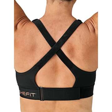 SHEFIT Ultimate Sports Bra for Women, High Impact Sports Bra, Black, X-Small
