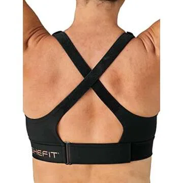 SHEFIT Ultimate Sports Bra for Women, High Impact Sports Bra, Black, X-Small