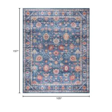 Gertmenian Indoor Boho Area Rug - 9x13 Extra Large, Non Slip, Super Strong, Ideal for High Traffic Areas in Bedroom, Living Room, Kitchenn - Cullen, Blue, 28965