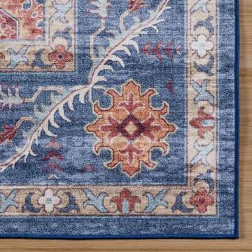 Gertmenian Indoor Boho Area Rug - 9x13 Extra Large, Non Slip, Super Strong, Ideal for High Traffic Areas in Bedroom, Living Room, Kitchenn - Cullen, Blue, 28965