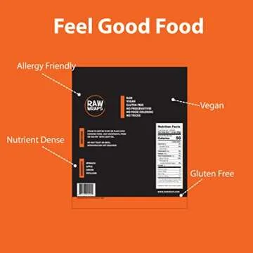 Raw Wraps, Gluten Free, Paleo, Vegan, Keto Friendly Food, Shelf Stable, 5 Wraps per Pack, Vegan, Low Carb Tortilla Wraps, Spinach Flavor