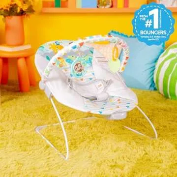 Bright Starts Baby Bouncer Soothing Vibrations Infant Seat - Removable -Toy Bar, Nonslip Feet, 0-6 M...