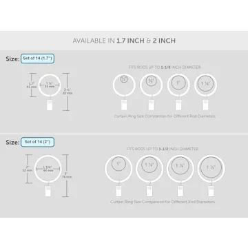 Ivilon Drapery Curtain Clips with Rings - Set of 14 Decorative Drapery Rings Curtain Clip Rings with Strong Clips 2" Diameter - Color Warm Gold