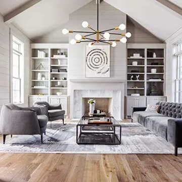 KAISITE Modern Chandelier 12-Light Sputnik Chandeliers Black and Gold Chandelier Light Fixtures for Dining Room Over Table Mid Century Height Adjustable High Ceiling Kitchen Farmhouse Chandelier