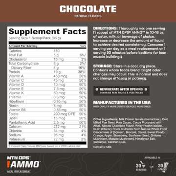 MTN OPS Ammo Protein Powder Meal Replacement Shake for Lean Muscle Building, Chocolate Flavor, 28 Se...
