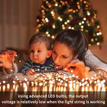 VIL Christmas Tree Lights with Ring, 8.2Ft 16 Line 448 LED Fairy String Lights Plug in, 8 Lighting Modes, for Indoor Outdoor Xmas Tree Wedding Party Decoration (Warm White)